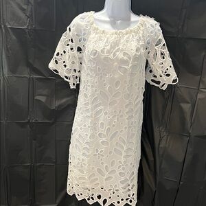 Elegant White Lace Midi Dress